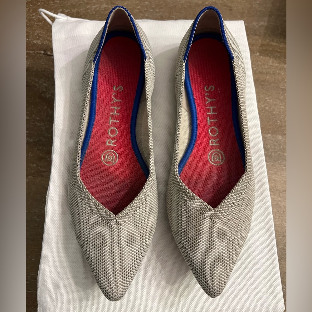 Rothy’s The Point Flax Birdseye with Hot Pink Insole 6